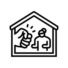 domestic violence line icon vector illustration
