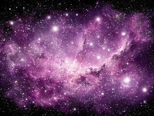 Vibrant purple nebula filled with stars in deep space  