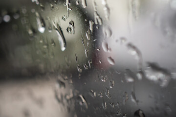 Wet raindrop on car glass window background