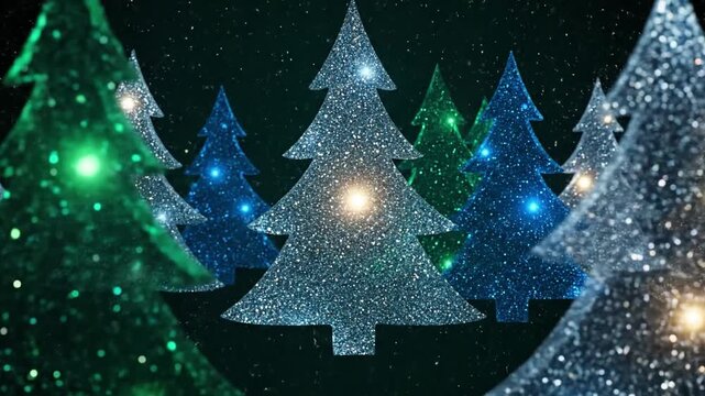 Soft Golden Light through Evergreen Trees with christmas tree background merry effect abstract background style featuring christmas