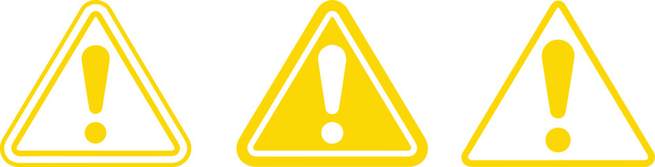 Warning, attention, caution sign. Caution alarm alert sign, triangle warn sign , attention vector icon. Alert warn in triangle. Road sign alert. © Rimi