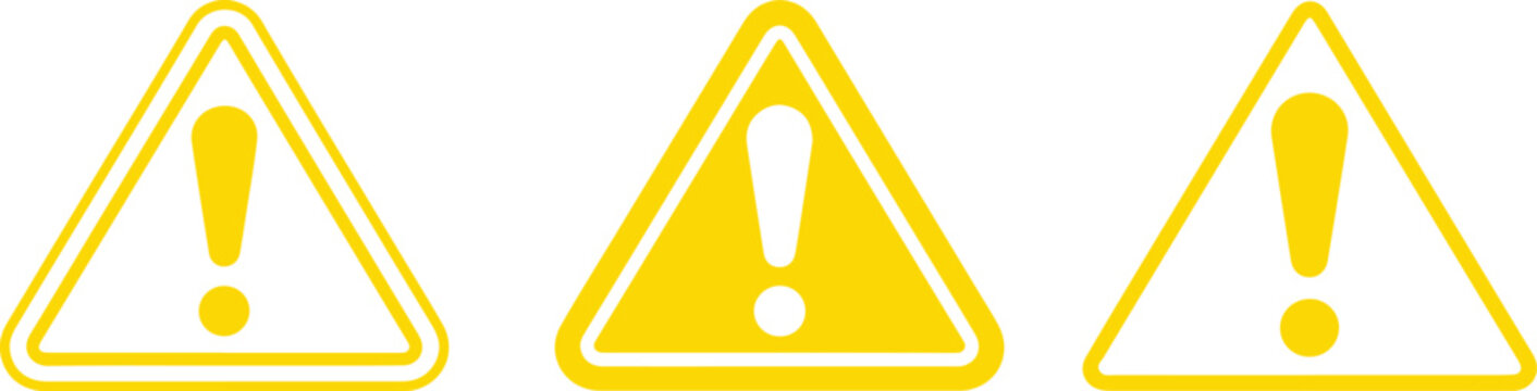 Warning, attention, caution sign. Caution alarm alert sign, triangle warn sign , attention vector icon. Alert warn in triangle. Road sign alert.