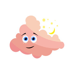 Cute cartoon cloud emoji character. Humble kind cloud sky kawaii nursery print.