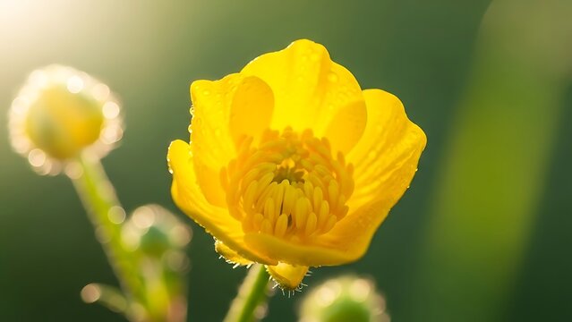 💛 Dewy Yellow Buttercup in Backlight - Powered by Adobe