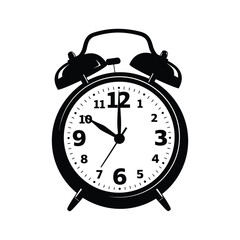 Black silhouette of an analog alarm clock time analog clock 1
