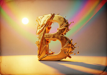 Letter B Gold abstract digital art