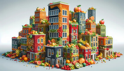 healthy colorful fruit city