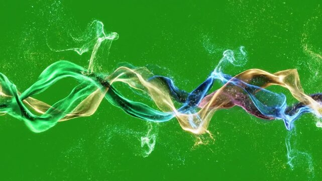 Sultry green energy pulse flowing through misty forest with pulsating energy wave flowing across effect green screen energy waves