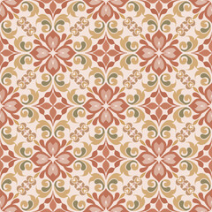 Floral Damask Pattern seamless tile design, elegant decorative Floral Damask Pattern for wallpaper and textile, vintage Asian style Floral Damask Pattern background