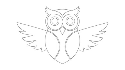 Obraz premium Simple Line Art Drawing of an Owl with Spread Wings.