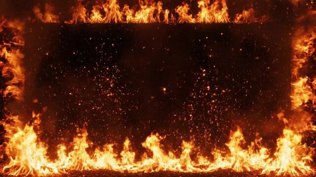 Fiery Frame Border with Blazing Orange Flames