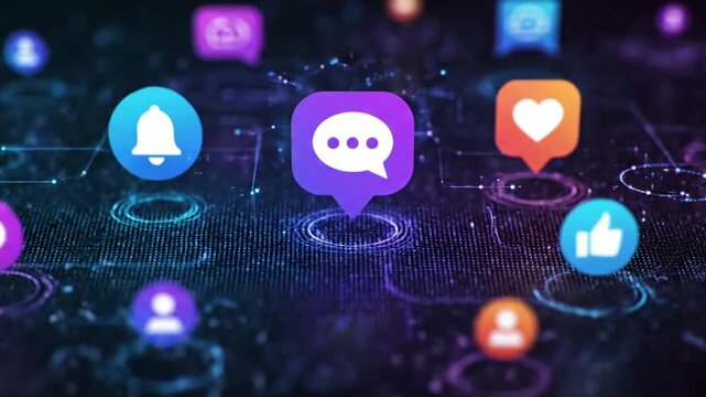 Social media element hover effect with like share subscribe notify element; effect social media style featuring notifications,