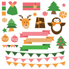 A set of cute Christmas collection items