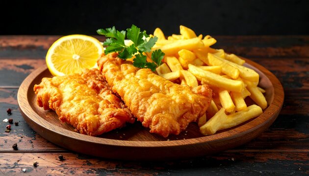 Classic Fish and Fries Combo on a Rustic Plate