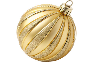 Elegant Matte Gold Christmas Bauble with Glitter Filigree Design isolated on white background.   Gold Bauble illustration on white 