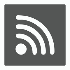 Metallic button with a wireless Wi-Fi and RSS feed icon design