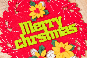 Merry Christmas written on red xmas background