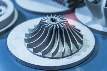 Aircraft turbine wheel printed on metal 3d printer.