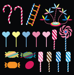 Kids Colorful spiral lollipop candy illustration set design 2