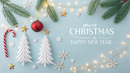 Merry Christmas and Happy New Year Background &ndash; Festive Holiday Decorations, Christmas Ornaments & Winter Celebration Design