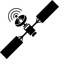 Silhouette of a satellite transmitting signals