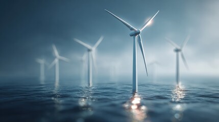 Wind turbines in ocean generating energy