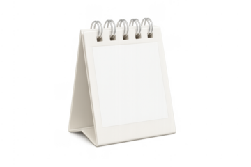 Blank spiral bound desk calendar mockup on transparent background