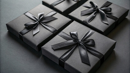 Elegant Black Gift Boxes with Satin Ribbons &ndash; Luxury Present Packaging