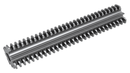 Metal rack and pinion gear mechanism isolated on a transparent background