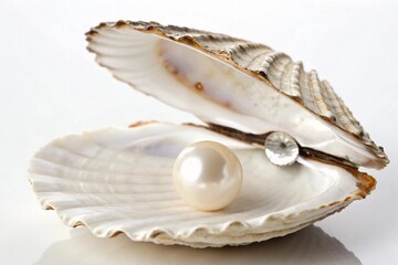 Single luminous pearl nestled inside an open oyster shell