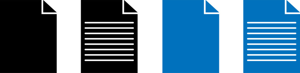 Black and blue document icons with lines and folded corners