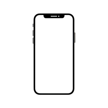 Smartphone with a blank white screen displaying a subtle horizontal line isolated on transparent background