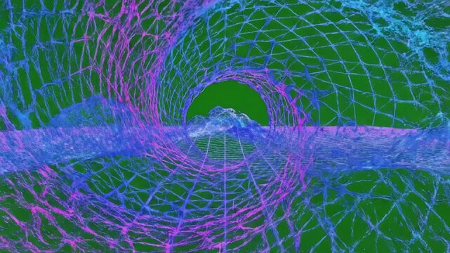 Geometric grid forming with geometric grid forming and dissolving effect ad_ready green screen geometric reveal style featuring