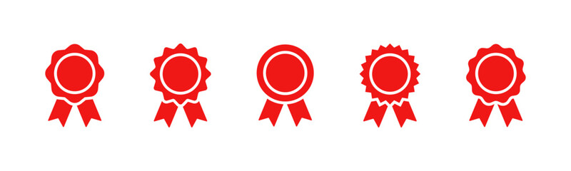 Red award badge icon set