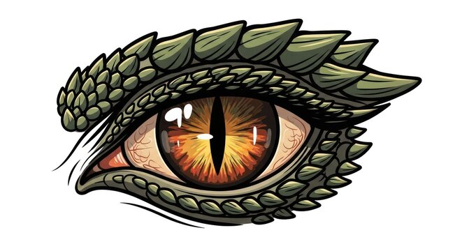Scaly reptilian eye with golden iris, fantasy creature detail