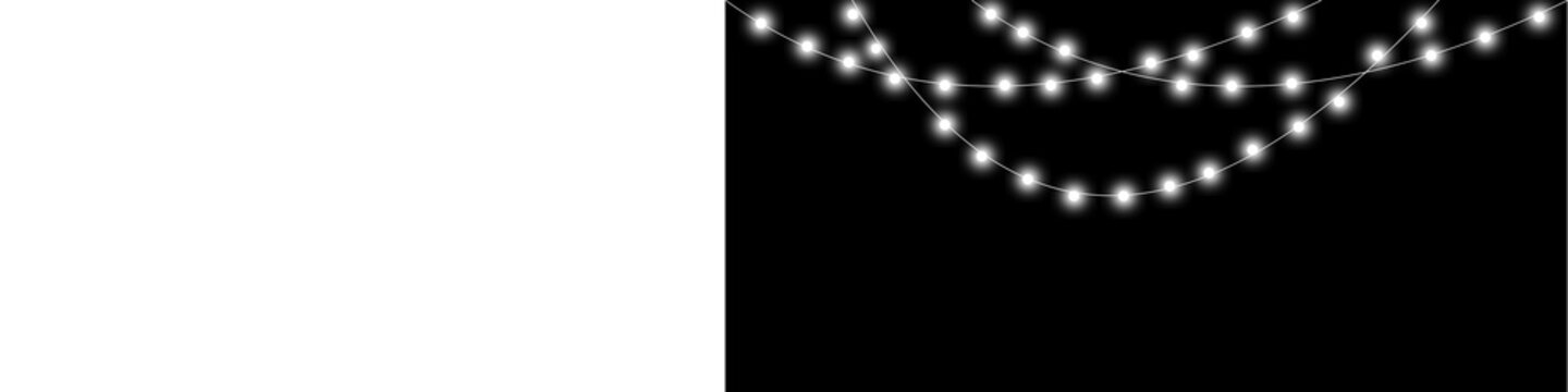 PNG image of String lights with glowing white bulbs hang against a creating a festive and magical atmosphere for celebrations on transparent background