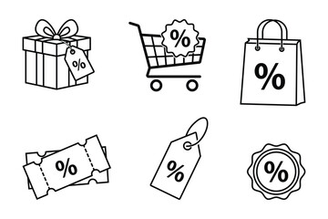 Sales Discount Promotion Gift Tag Price Vector Icon Set