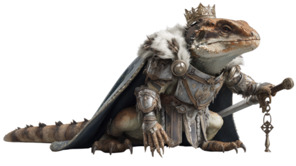 Green iguana displaying natural posture sharp contrast against on transparent png background. Ai generated