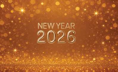 Golden New Year Celebration Background with Fireworks and Sparkles Vector