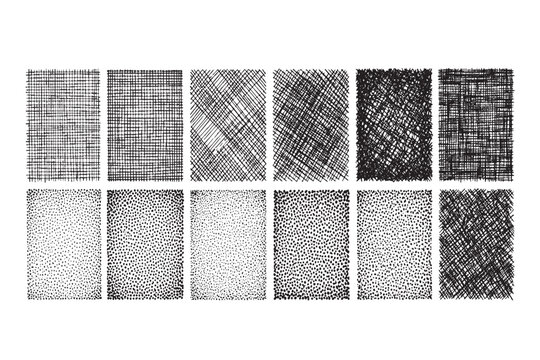 Hand-Drawn Crosshatch and Halftone Texture Set