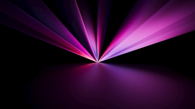 Animated sharp rays of pink, purple, and magenta explode from a central vanishing point for powerful music backgrounds. 3D render animation.