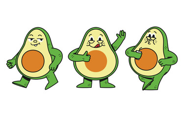 vocado Mascot Cartoon Character Set, Funny Fruit Mascot Collection