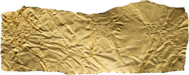 piece of shiny metallic golden foil tear isolated on white background