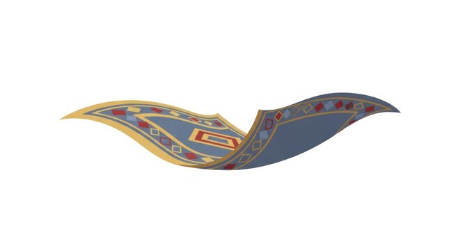 Magical flying carpet illustration on a clean white background.
