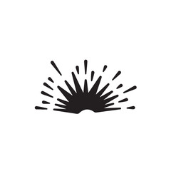 Black Sunburst Icon in Modern Minimalist Style with High Contrast Lighting on White Background for Graphic Design