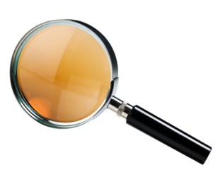 Magnifying Glass with Black Handle and Silver Rim on Black Background lens optical