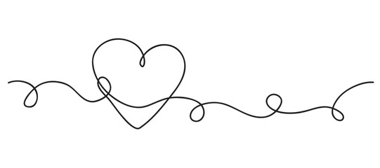 Heart. Abstract love symbol. Continuous line art drawing vector illustration