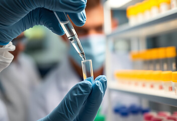 hand holding a test tube