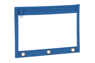Blue clear binder pencil pouch with zipper