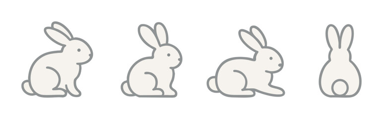 A set of adorable rabbit illustrations with different poses, perfect for Easter and springtime celebrations.